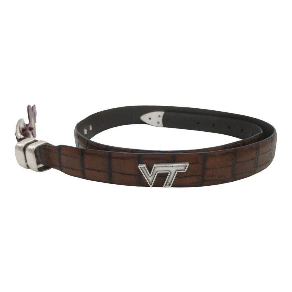 Davis Brothers Virginia Tech Men's Size 46 Genuine Leather Belt Brown Conchos